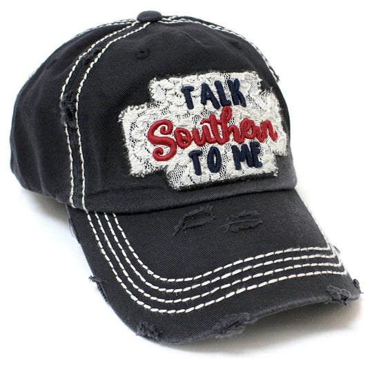 “Talk Southern To Me” Distressed Vintage Cap