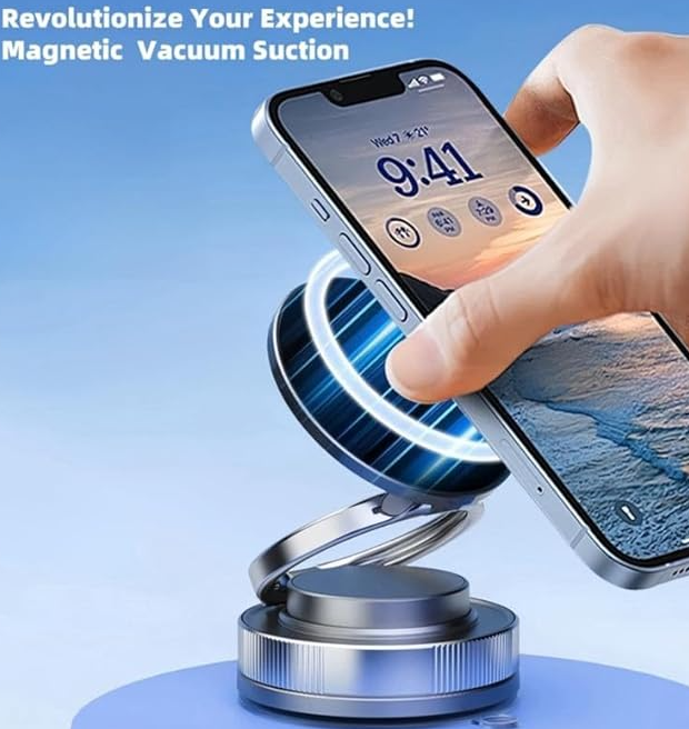 VIRAL Vacuum Absorption Phone Holder, 360° Adjustable Vacuum Magnetic Phone Holder, Suction Cup Phone Mount for Magsafe, Portable Cell Phone Holder for Car,Makeup/Gym/Mirror