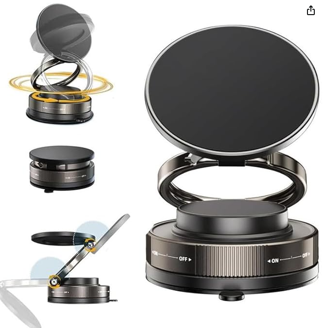 VIRAL Vacuum Absorption Phone Holder, 360° Adjustable Vacuum Magnetic Phone Holder, Suction Cup Phone Mount for Magsafe, Portable Cell Phone Holder for Car,Makeup/Gym/Mirror