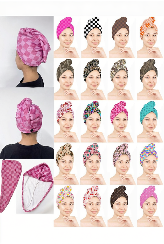 PRINTED HAIR DRYING TOWEL WRAPS