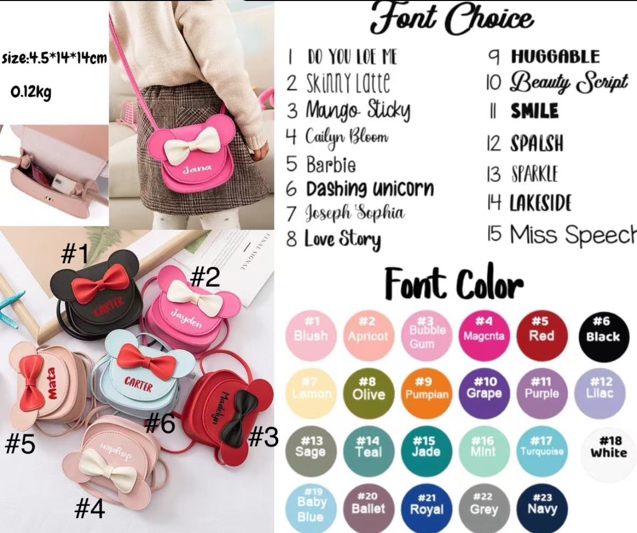 CUSTOM NAME “MOUSE EAR” PURSES